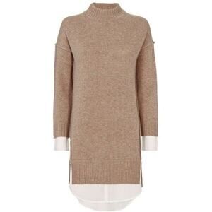 Brochu Walker Layered Wool Cashmere Blend Sweater Dress Tan Size M